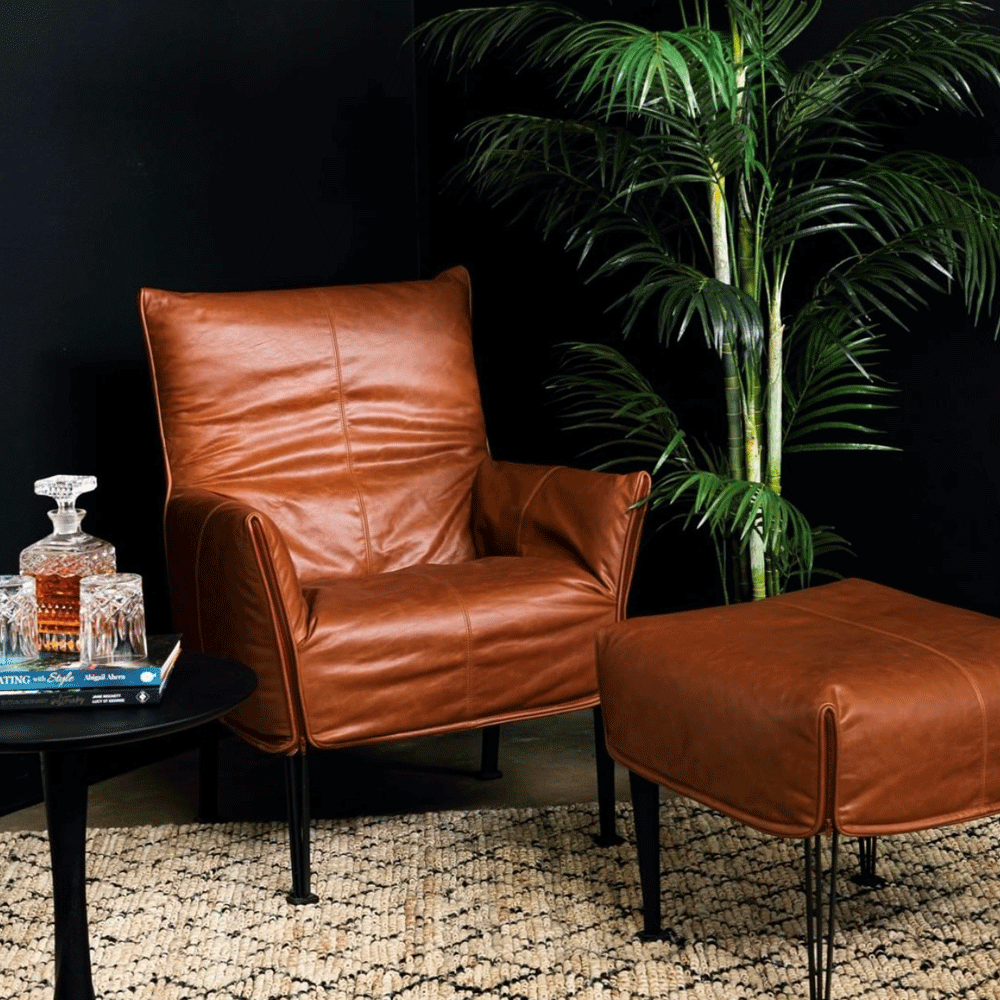 Hugo Steel Chair in Tasman New Zealand Leather - NZ Made