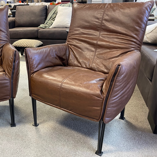 Hugo Steel Chair in Tasman NZ Leather - NZ Made