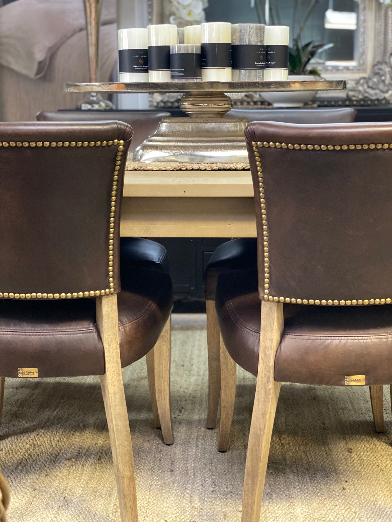 Halo mimi dining chair in antique tobacco leather