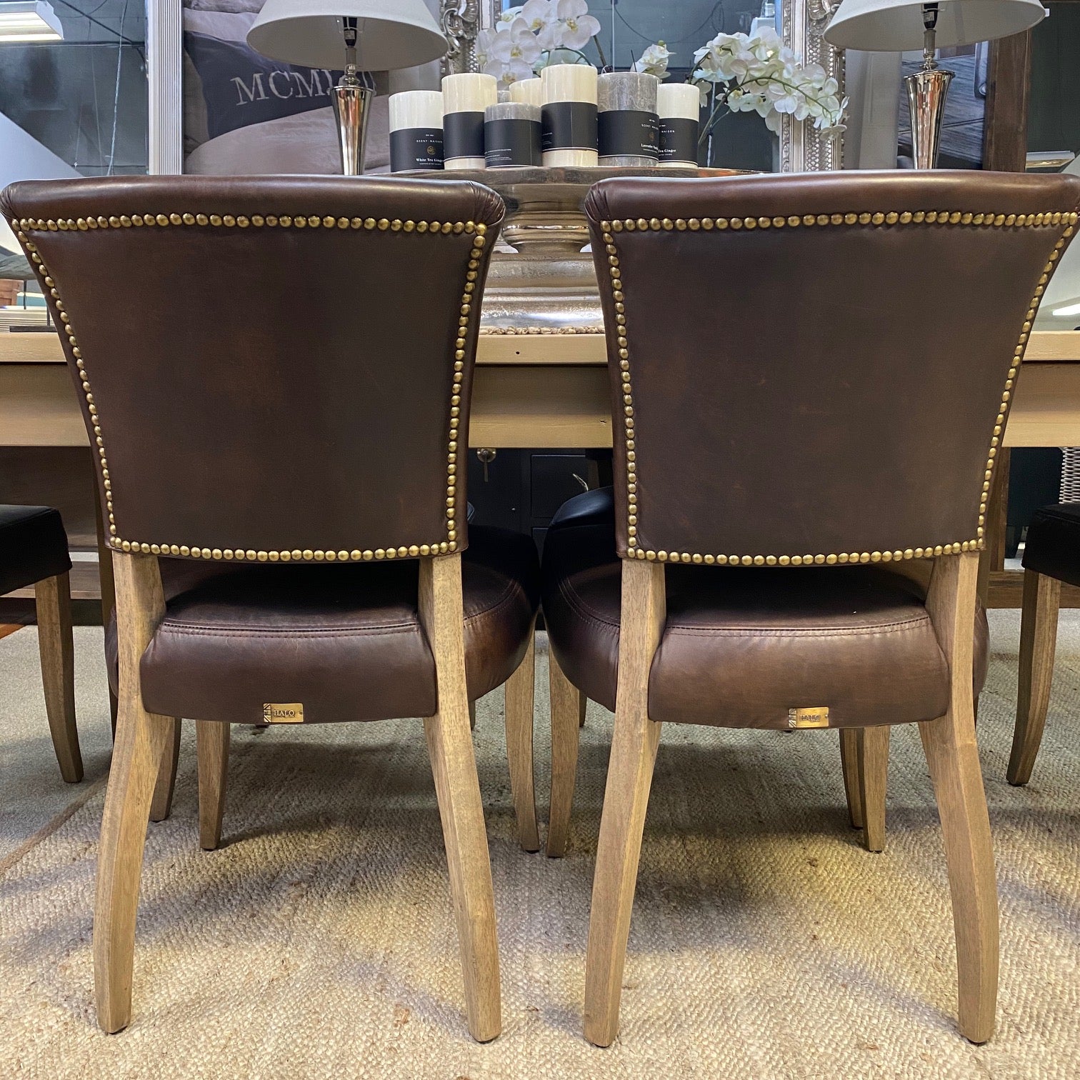 Halo mimi dining chair in antique tobacco leather