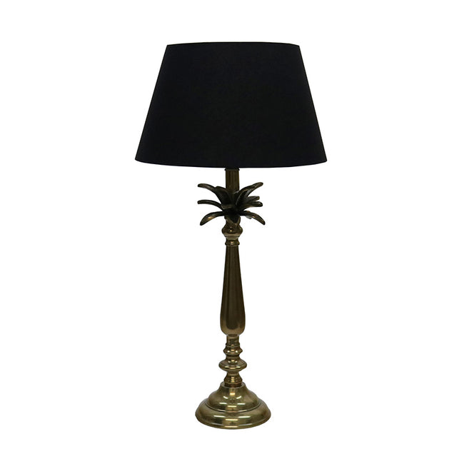 Zara Palm Lamp with Shade - Antique Brass + Black