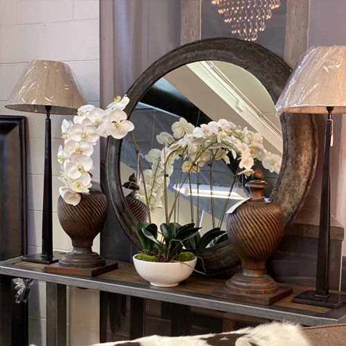 Rustic Metal Round Mirror - 112cm