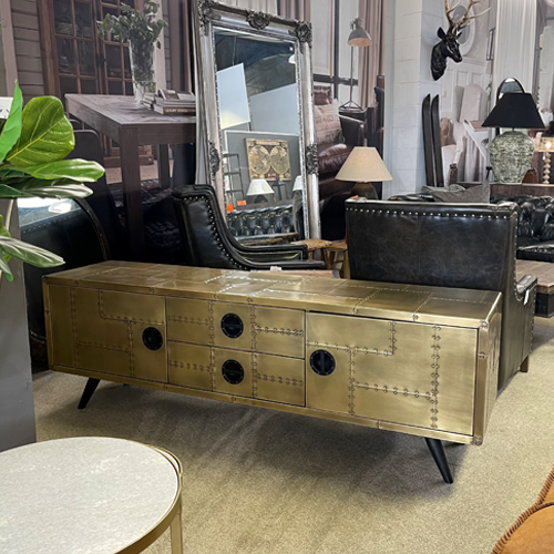 Jet Entertainment TV Unit in Vintage Brass