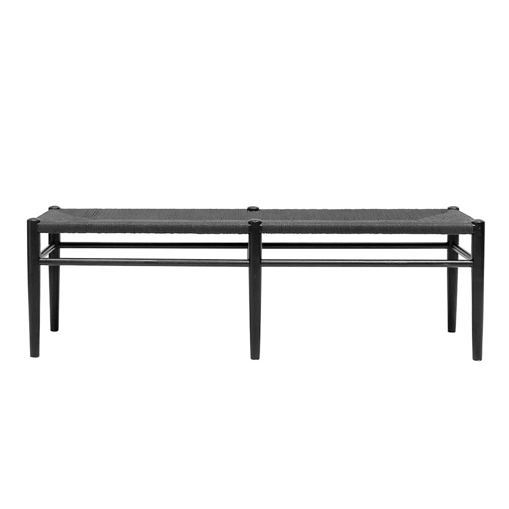 Jamara Oak and Rattan Bench - Black - 180cm