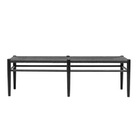 Jamara Oak and Rattan Bench - Black - 180cm