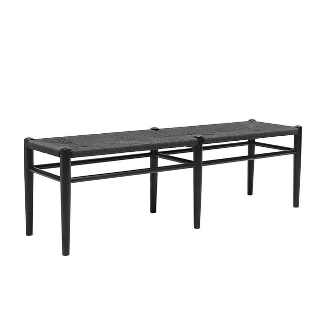 Jamara Oak and Rattan Bench - Black - 180cm