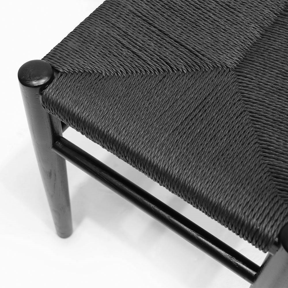 Jamara Oak and Rattan Bench - Black - 180cm