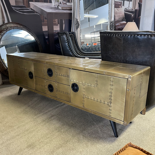 Jet Entertainment TV Unit in Vintage Brass