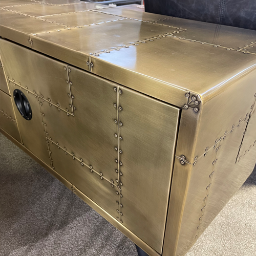 Jet Entertainment TV Unit in Vintage Brass