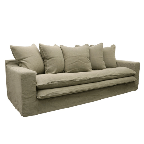 Keely 3 Seater Slipcover Sofa - Khaki