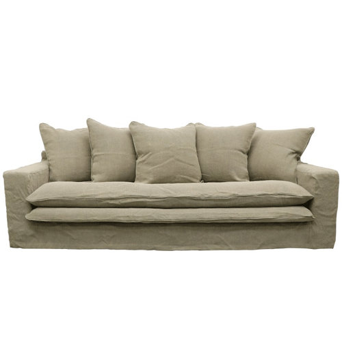 Keely 3 Seater Slipcover Sofa - Khaki