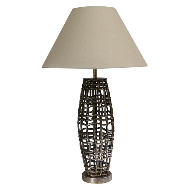 Metal Weave Lamp in Old Brass Finish