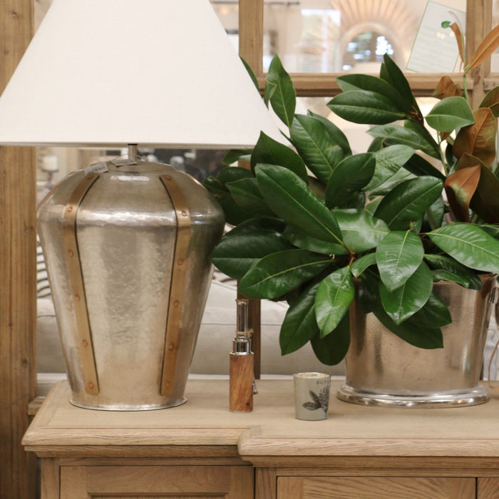 Litchfield Large Lamp - Antique Silver & Brass + Shade