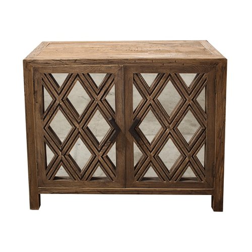 Lattice Elm & Mirror Cabinet