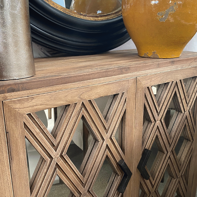 Lattice Elm & Mirror Cabinet