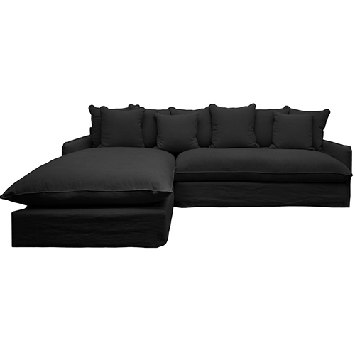Lotus Slipcover Sofa with Chaise - Left - Carbon