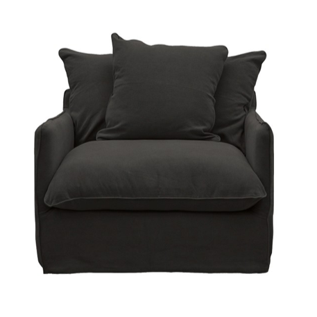 Lotus Linen Slip Cover Armchair - Carbon