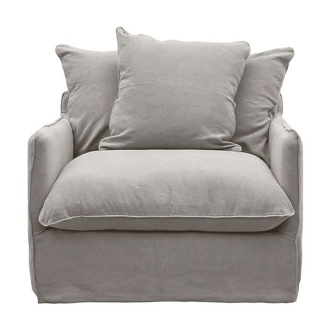 Lotus Linen Slip Cover Armchair - Cement