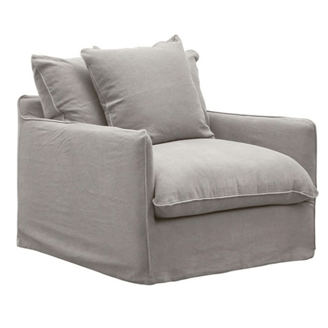 Lotus Linen Slip Cover Armchair - Cement