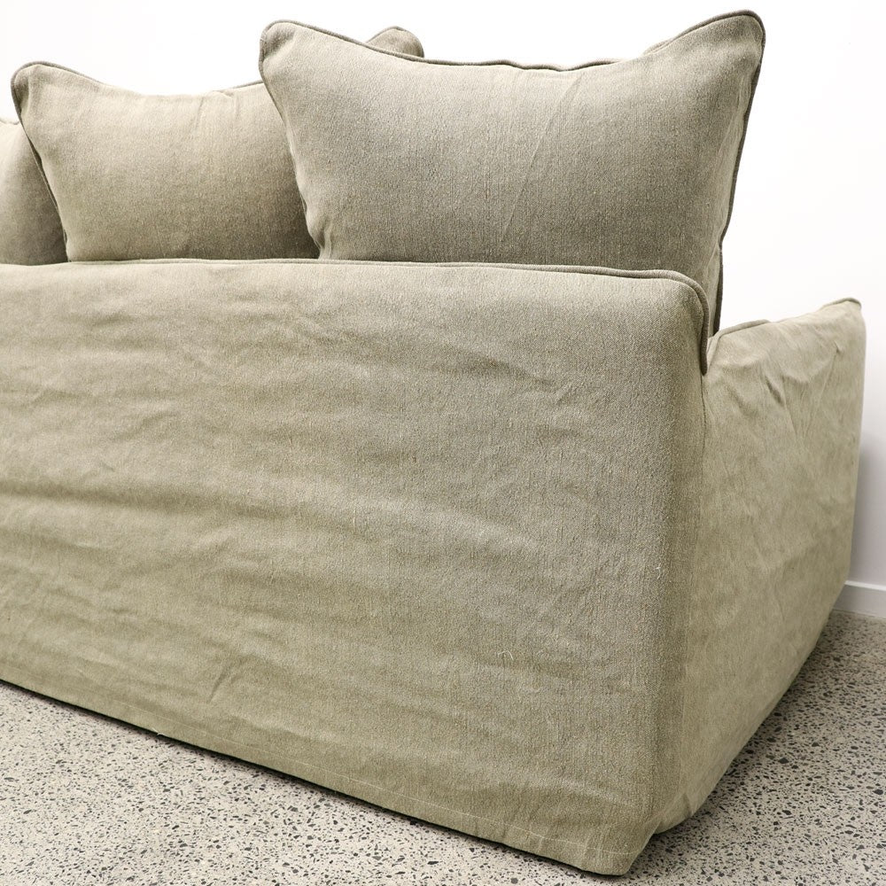 Lotus 3 Seater Slipcover Sofa - Khaki