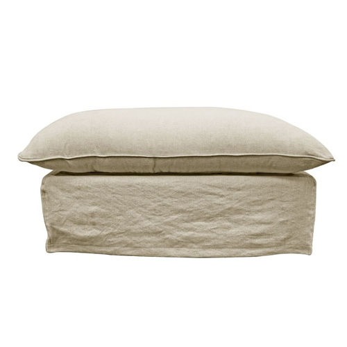 Lotus Slip Cover Ottoman - Khaki