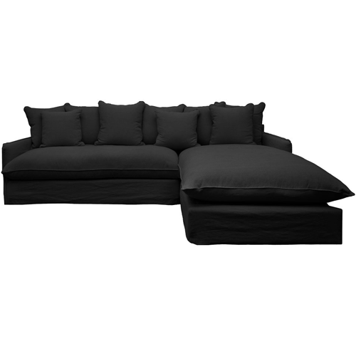Lotus Slipcover Sofa with Chaise - Right - Carbon