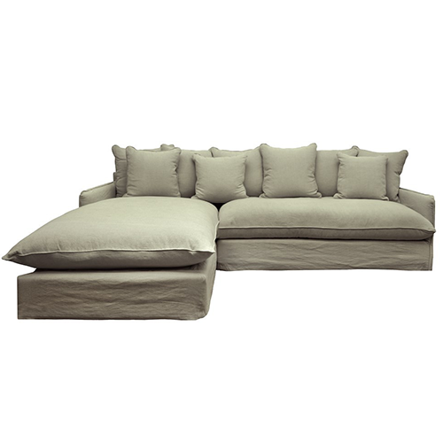 Lotus Slipcover Sofa with Chaise - Left - Khaki