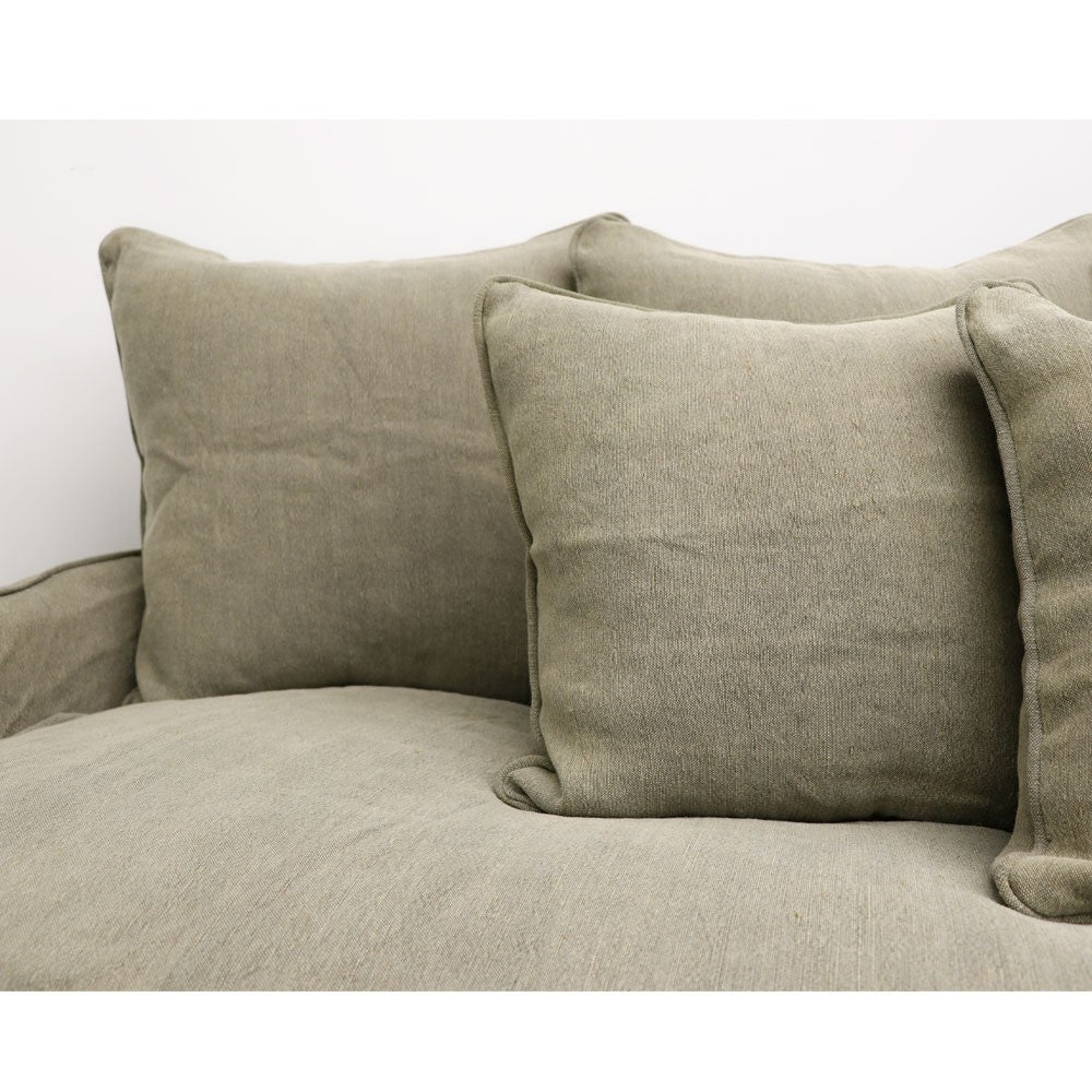 Lotus 3 Seater Slipcover Sofa - Khaki