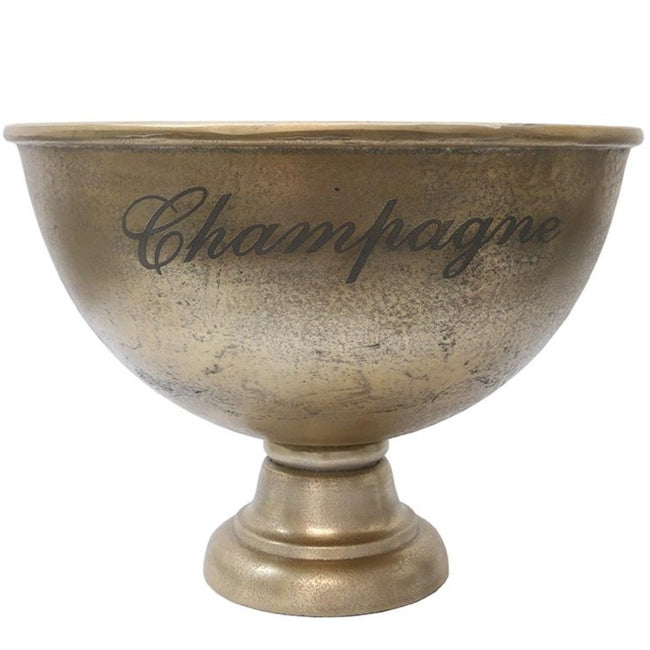 Round Champagne Bucket in Aged Gold Finish