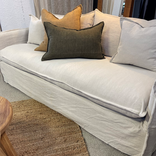 Malibu 3 Seater Slipcover Sofa - Natural Linen