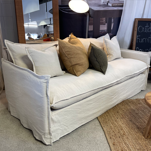 Malibu 3 Seater Slipcover Sofa - Natural Linen