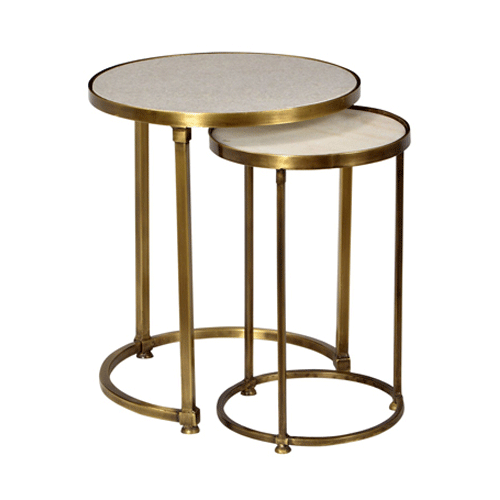 Prada Nest of 2 Side Tables - Marble Gold Finish