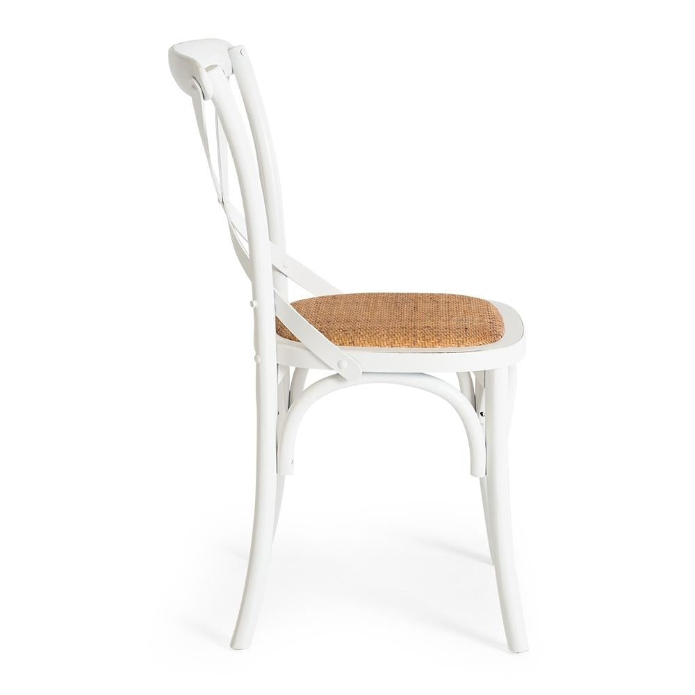 Marcel Cross Back Dining Chair - Aged White