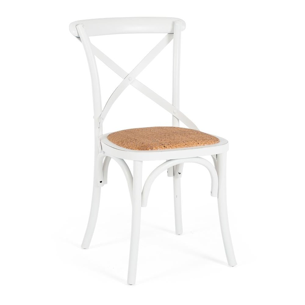 Marcel Cross Back Dining Chair - Aged White