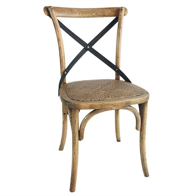 Marcel Cross Back Dining Chair - Natural Oak + Metal