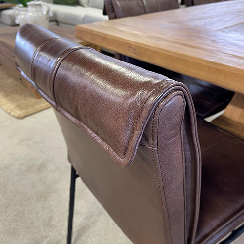 Maxson Brown Leather Dining Chair - Metal Legs *4 Available*