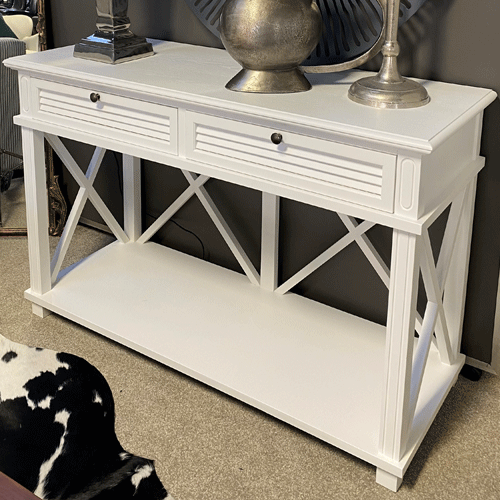 Miami White Console Table 2 Drawer Greenslades Furniture