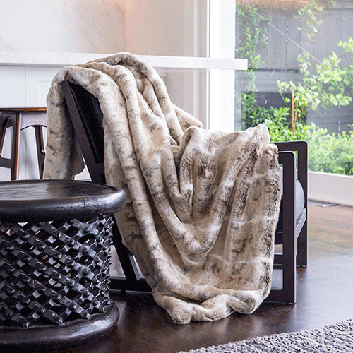 Heirloom NZ Made Faux Fur Throw 150x180cm Mountain Rabbit