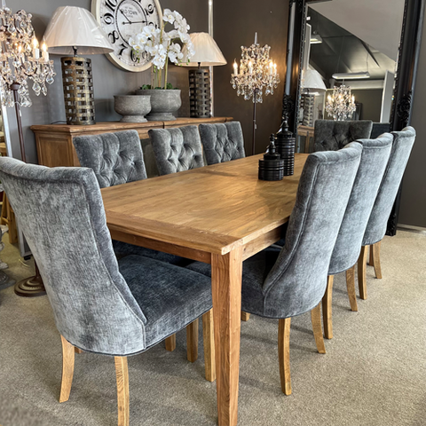 Mira Linen Upholstered Dining Chair with Rattan Back Greenslades