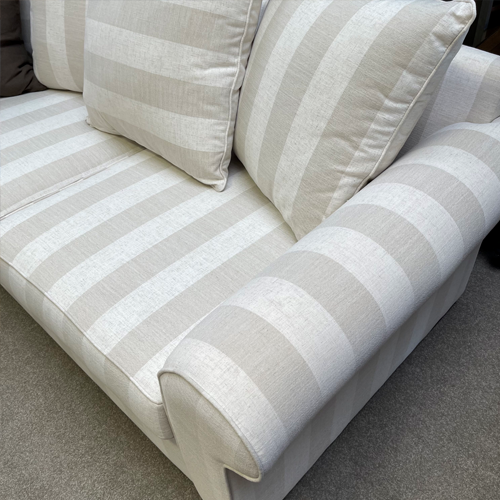 Nottingham Rolled Arm Sofa - Striped Linen - NZ Made