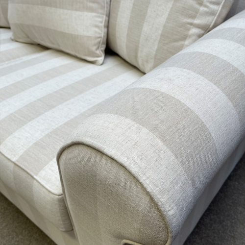 Nottingham Rolled Arm Sofa - Striped Linen - NZ Made