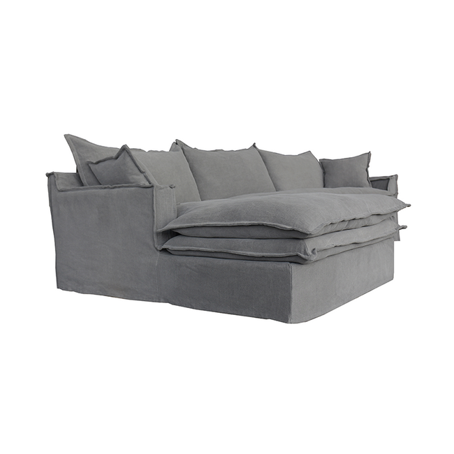 Orlando Slipcover Chaise Sofa Left - Grey