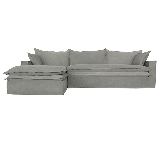 Orlando Slipcover Chaise Sofa Left - Grey