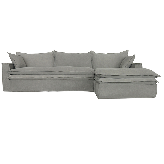 Newport Slipcover Chaise Sofa Right - Grey