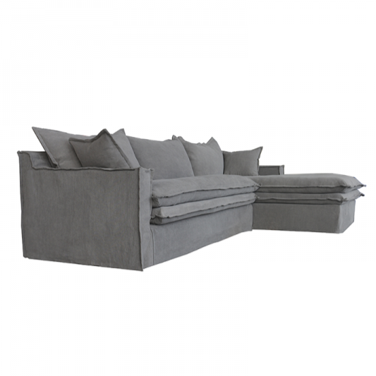 Newport Slipcover Chaise Sofa Right - Grey