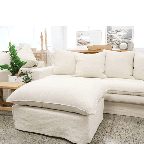 Napa Slipcover Ottoman - Natural