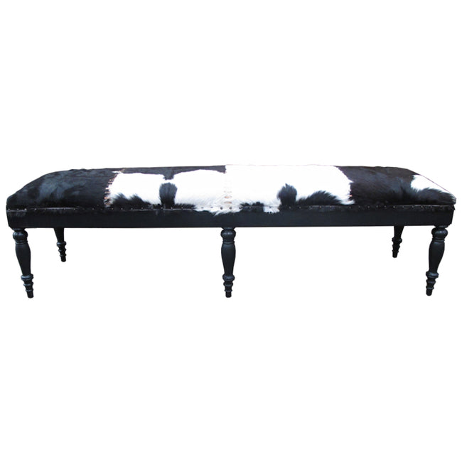 Pedro Goatskin Bed End Bench - Black and White - 175cm