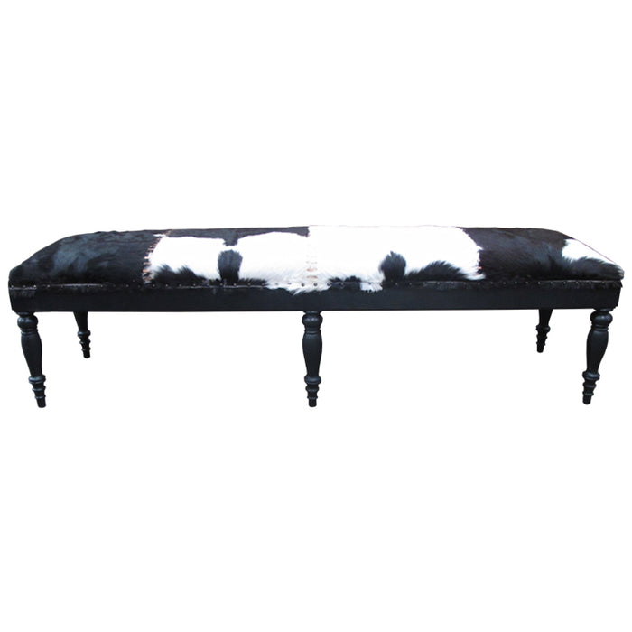 Pedro Goatskin Bench - Black and White
