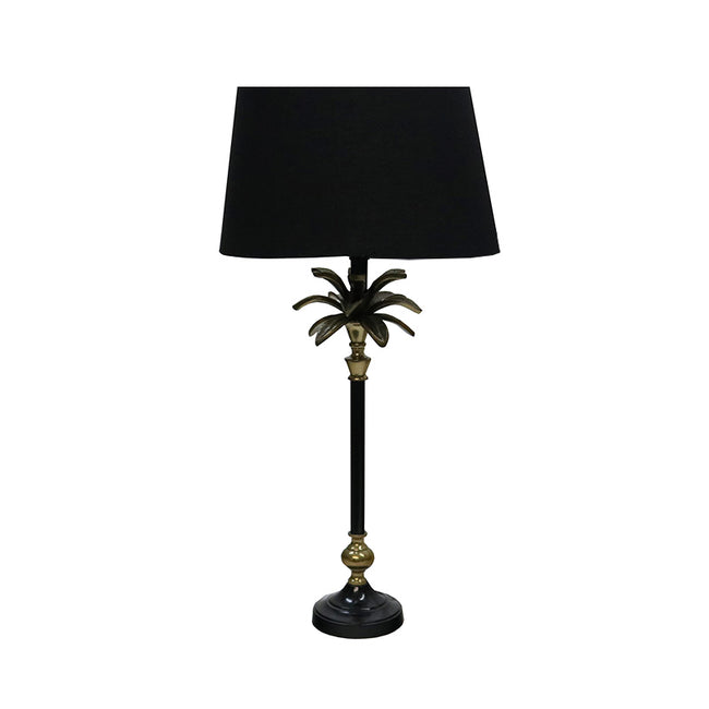 Peta Palm Lamp with Shade - Antique Brass + Black