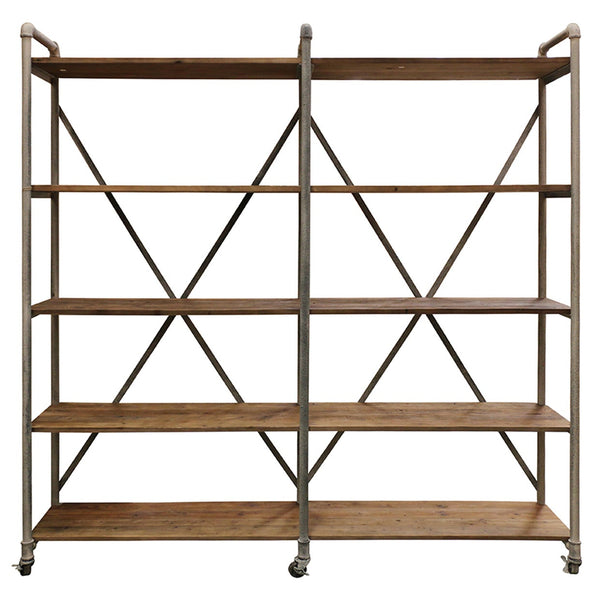 Riley Double Shelving - Grey/Beige Frame